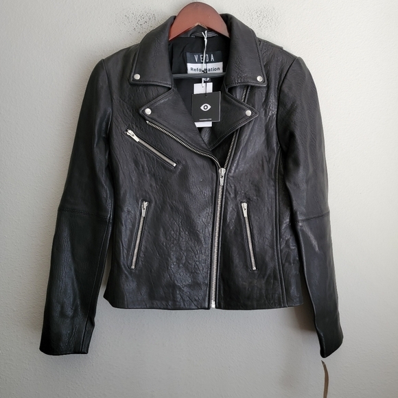Reformation x Veda Bad Leather Jacket in Black size S NWT - Picture 2 of 7